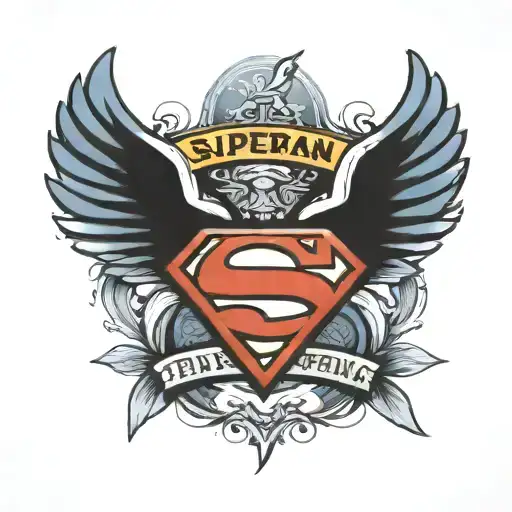 Superman logo with angel wing and the word PAPAW in it tattoo design idea