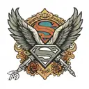 Superman logo with angel wing and the word PAPAW in it tattoo design idea