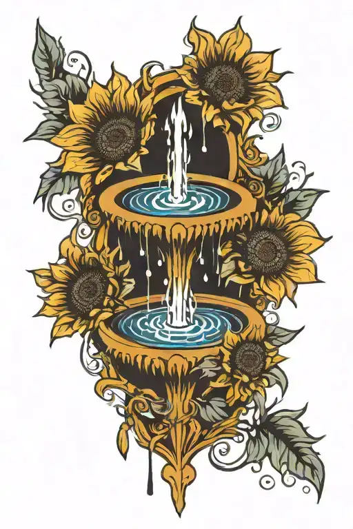 A fountain made of sunflowers tattoo design idea