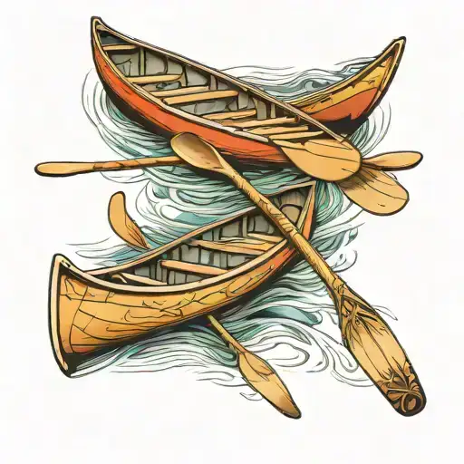canoe paddles tattoo design idea