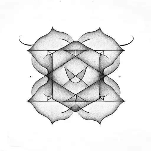 cloud turning into geometric pattern on throat tattoo design idea