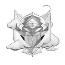 cloud turning into geometric pattern on throat tattoo design idea