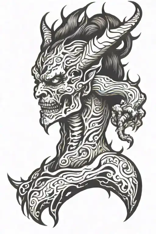 demon fire tattoo design idea