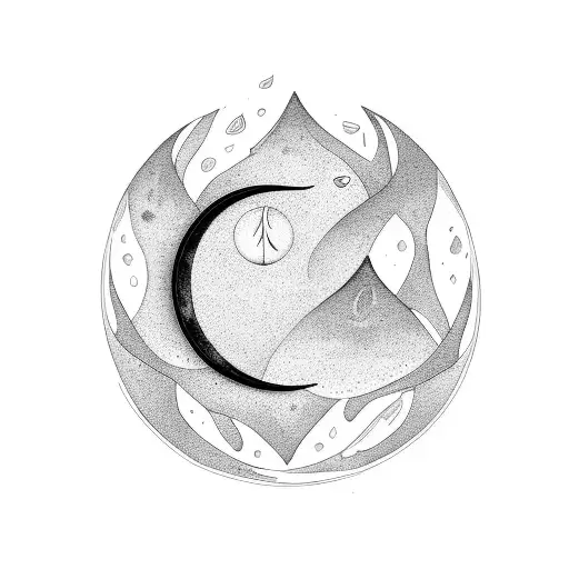 A delicate black and grey crescent moon with a teardrop falling from it, symbolizing the sadness of unrequited love tattoo design idea