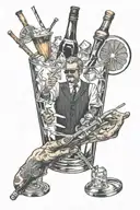 bartender shaker, and 2 barspoon stirring a cocktail tattoo design idea