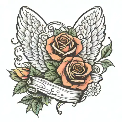 roses angel wings Salem Ivey tattoo design idea