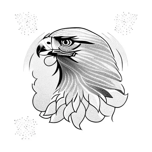 golden eagle profile surrounded by flowers  tattoo design idea