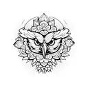 golden eagle surrounded by flowers  tattoo design idea