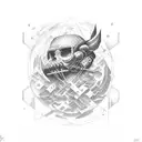 Socialistic cyberpank tattoo design idea