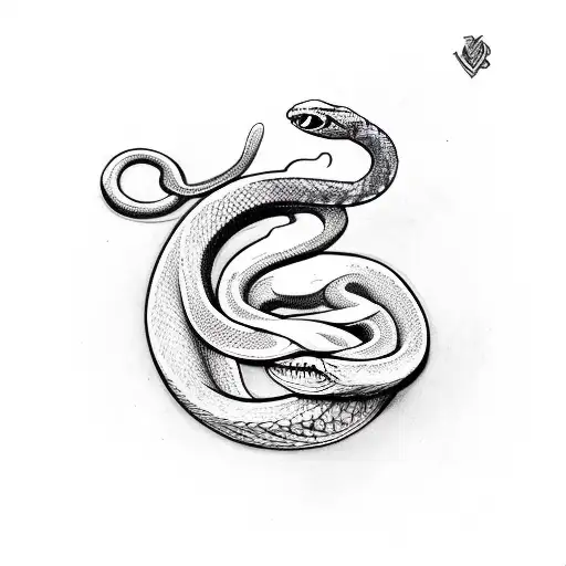 snake eating own tail with "ex nihilo nihil fit" text  tattoo design idea