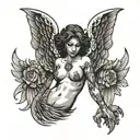fallen angel with wings tattoo design idea