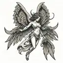 fallen angel with wings tattoo design idea