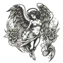 fallen angel with wings tattoo design idea