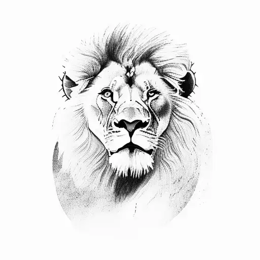 lion walking thru valley in between mountains  tattoo design idea