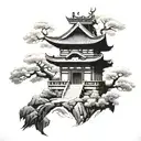 Japanese temple tattoo design idea