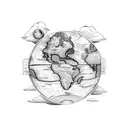 The world is yours with map and blimp tattoo design idea