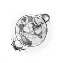 The world is yours with map and blimp tattoo design idea