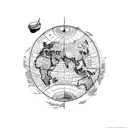 The world is yours with map and blimp tattoo design idea