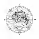 map with compass, and blimp saying "the world is yours" tattoo design idea