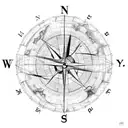 map with compass, and blimp saying "the world is yours" tattoo design idea