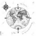 map with compass, and blimp saying "the world is yours" tattoo design idea