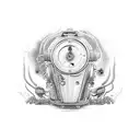 alien 1337 year time machine tattoo design idea