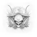 alien 1337 year time machine tattoo design idea