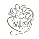 the word Baileys with heart and cat paw print incorporated tattoo design idea