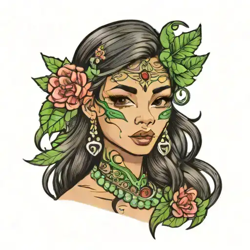 Philippine girl jade gemstone eyes surrounded tattoo design idea