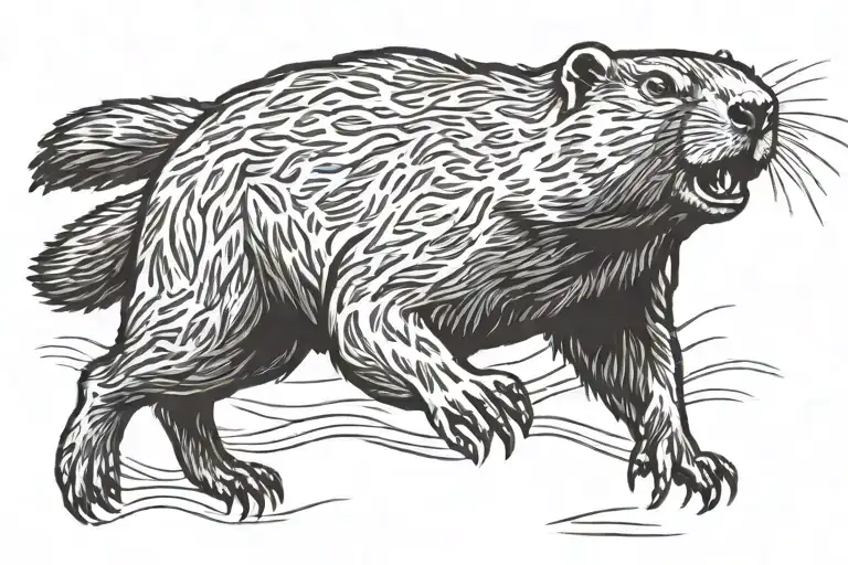 groundhog running in the middle of a running track tattoo design idea