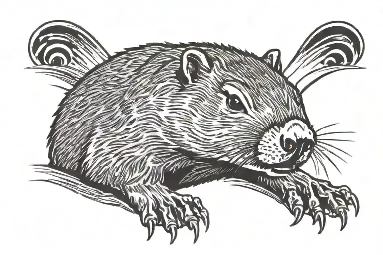groundhog surronded by a race track tattoo design idea