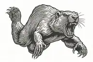 Angry muscular groundhog in the middle of a running track tattoo design idea