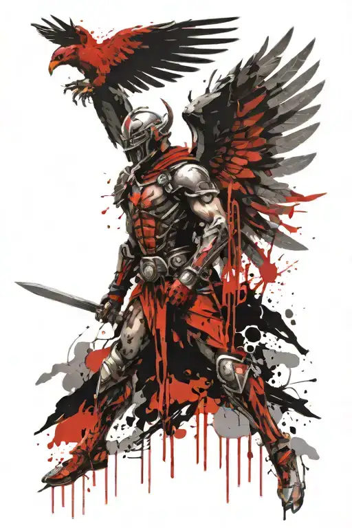 saint michael archangle warrior with wings tattoo design idea