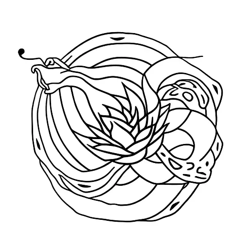 pineapple with sacral lotus and snake tattoo design idea