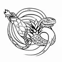 pineapple and snake eating its tail  tattoo design idea