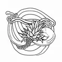 pineapple and snake eating its tail  tattoo design idea