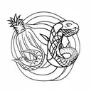 pineapple and snake eating its tail  tattoo design idea