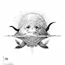 Turtle, sun japon , sea waves tattoo design idea