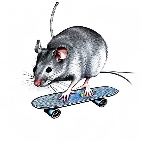 mouse and skateboard tattoo design idea