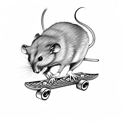 mouse and skateboard tattoo design idea