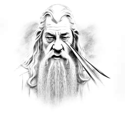 Gandalf the Grey smoking a pipe tattoo design idea