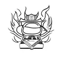 burning cop car tattoo design idea