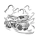 burning cop car tattoo design idea