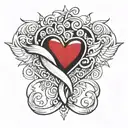 draw me a tattoo in the style of an old school. a heart with a ribbon on which the red name DARIA is written in beautifu tattoo design idea