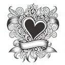 draw me a tattoo in the style of an old school. a heart with a ribbon on which the red name DARIA is written in beautifu tattoo design idea