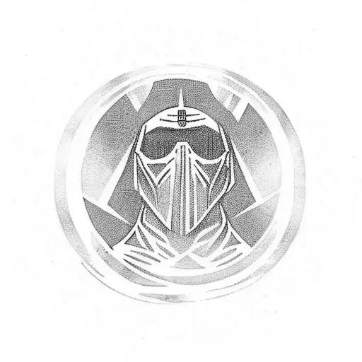 Tribal style shoulder tattoo with marvel's moon knight head image in the middle, with tribal pattern around it tattoo design idea