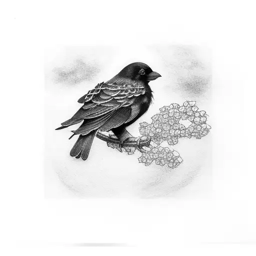 Japanese crow tattoo design idea