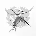 Japanese heron versus samurai toad tattoo design idea