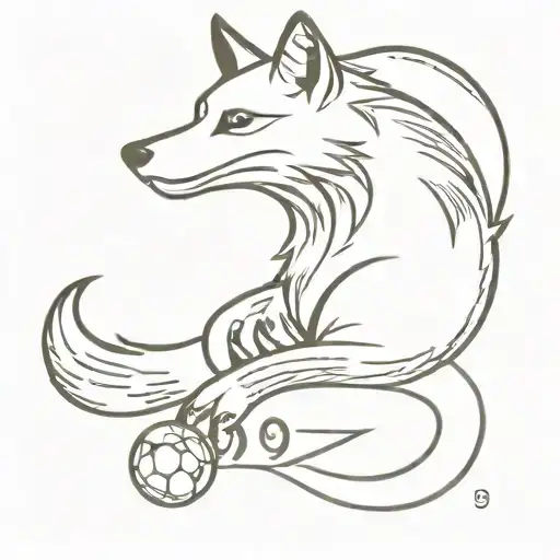 Football tattoo with number 9 tailed fox tattoo design idea
