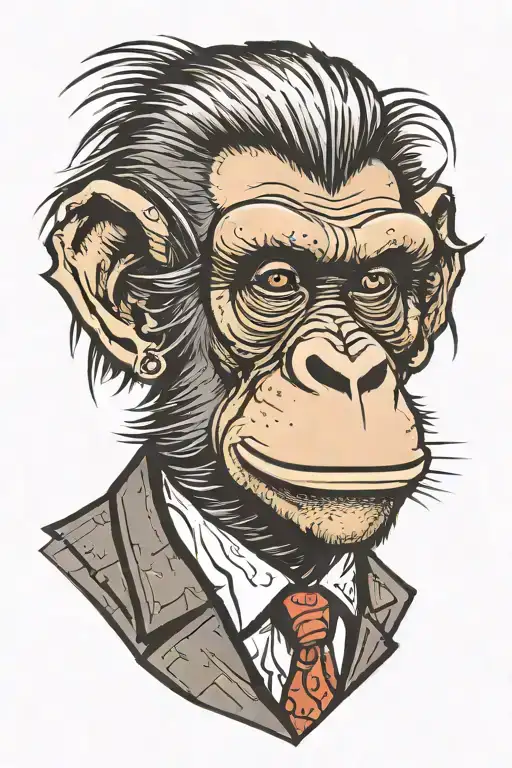 punk  chimpanzee with a mohawk wearing a three piece suit tattoo design idea